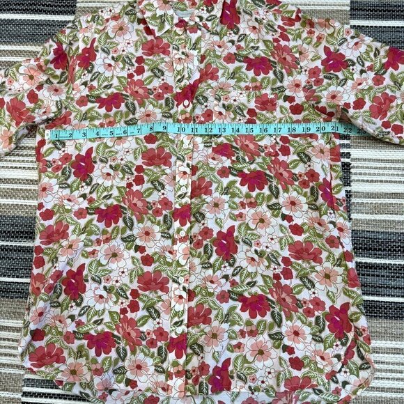 Outerknown Women's Button Up Long Sleeve Shirt‎ Floral Multicolor Organic Cotton - Picture 13 of 14